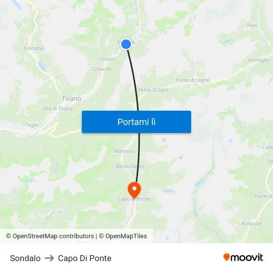 Sondalo to Capo Di Ponte map