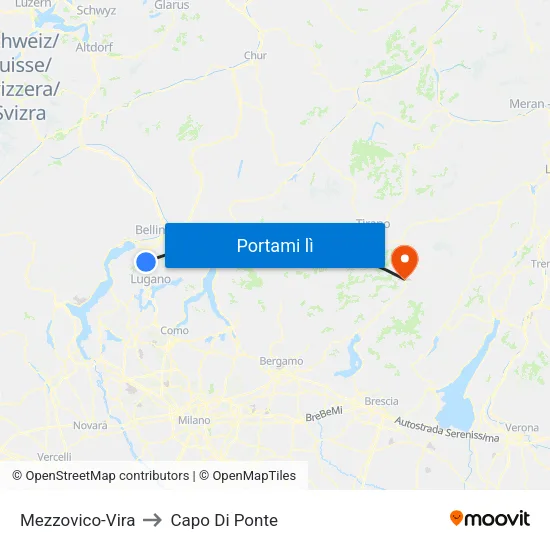 Mezzovico-Vira to Capo Di Ponte map