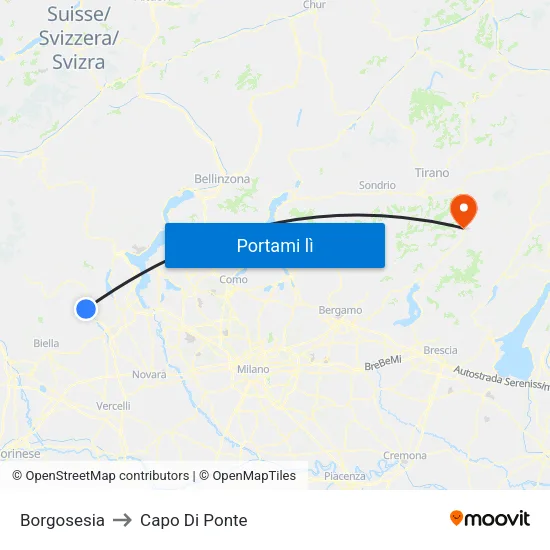 Borgosesia to Capo Di Ponte map