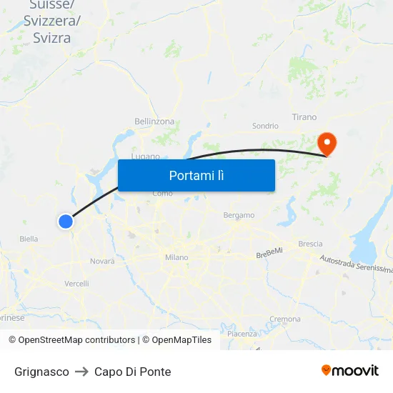 Grignasco to Capo Di Ponte map