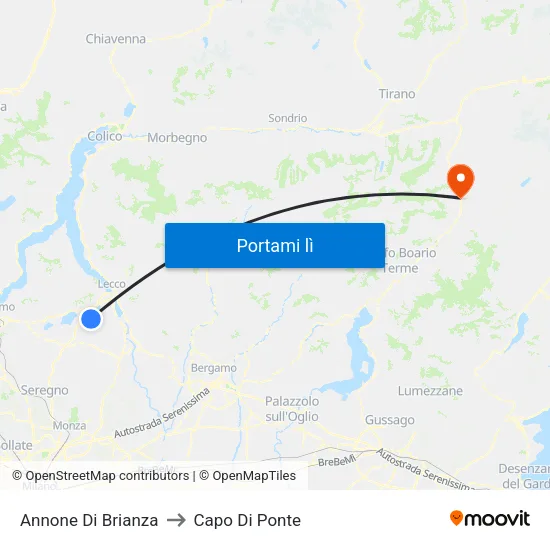 Annone Di Brianza to Capo Di Ponte map
