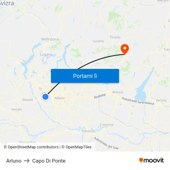 Arluno to Capo Di Ponte map