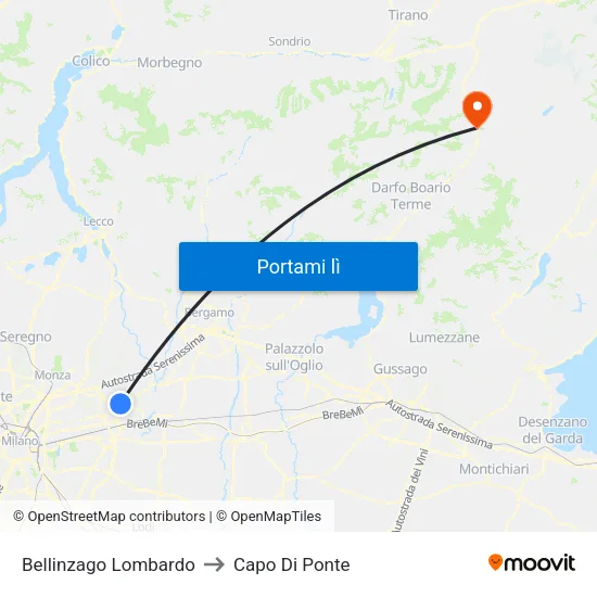 Bellinzago Lombardo to Capo Di Ponte map