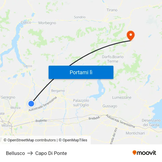 Bellusco to Capo Di Ponte map