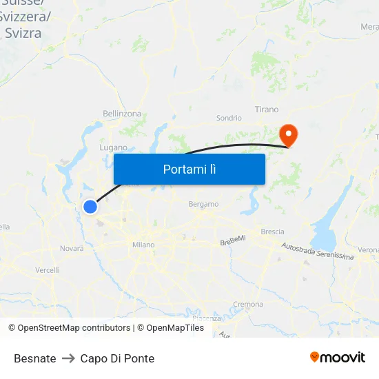 Besnate to Capo Di Ponte map