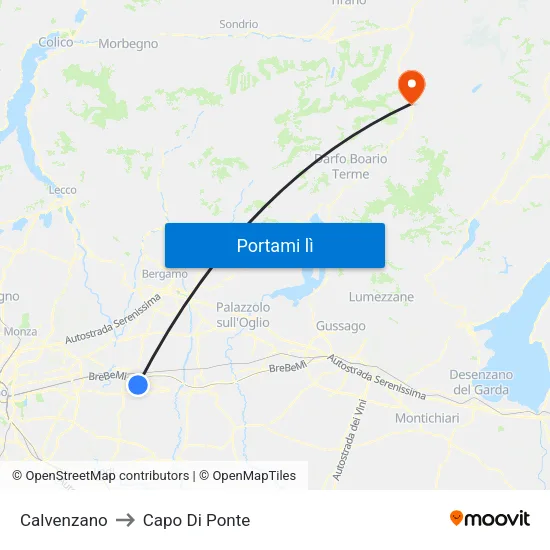 Calvenzano to Capo Di Ponte map