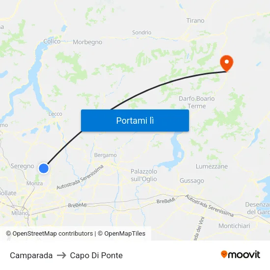 Camparada to Capo Di Ponte map