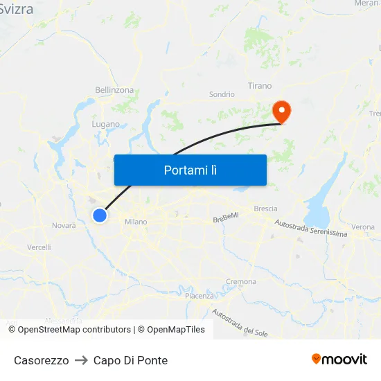 Casorezzo to Capo Di Ponte map