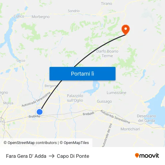 Fara Gera D' Adda to Capo Di Ponte map