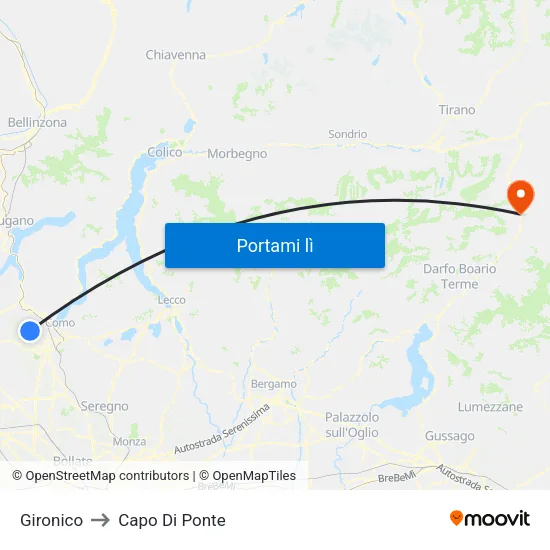 Gironico to Capo Di Ponte map