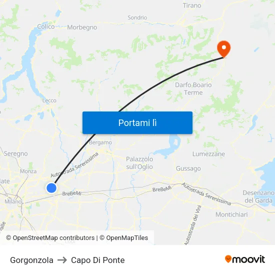 Gorgonzola to Capo Di Ponte map
