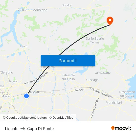 Liscate to Capo Di Ponte map