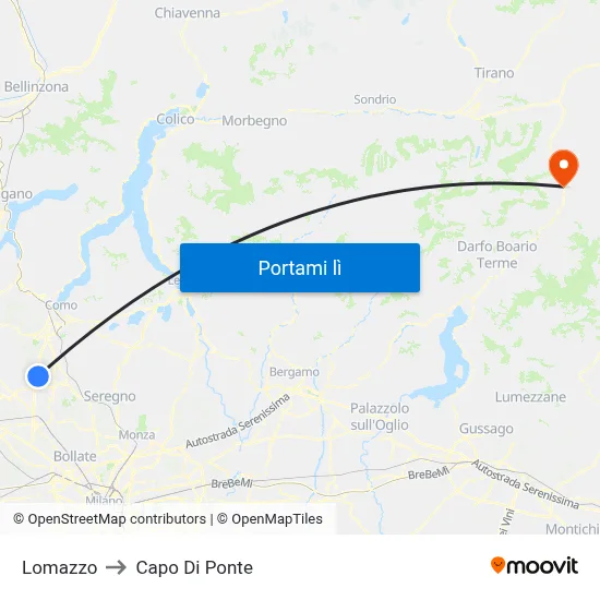 Lomazzo to Capo Di Ponte map