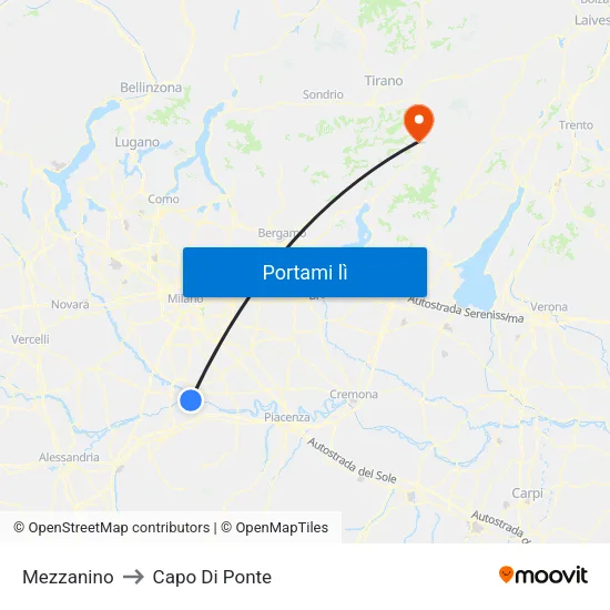 Mezzanino to Capo Di Ponte map