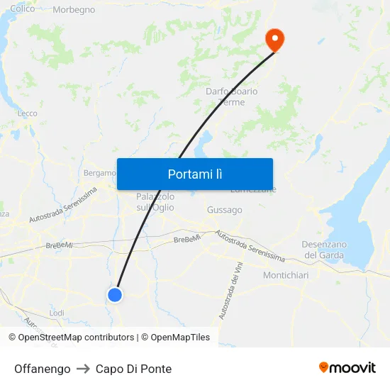 Offanengo to Capo Di Ponte map