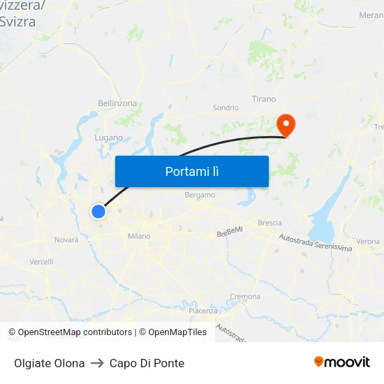 Olgiate Olona to Capo Di Ponte map