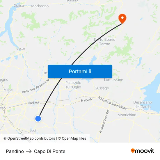 Pandino to Capo Di Ponte map