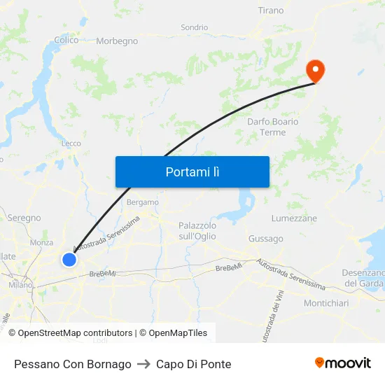 Pessano Con Bornago to Capo Di Ponte map