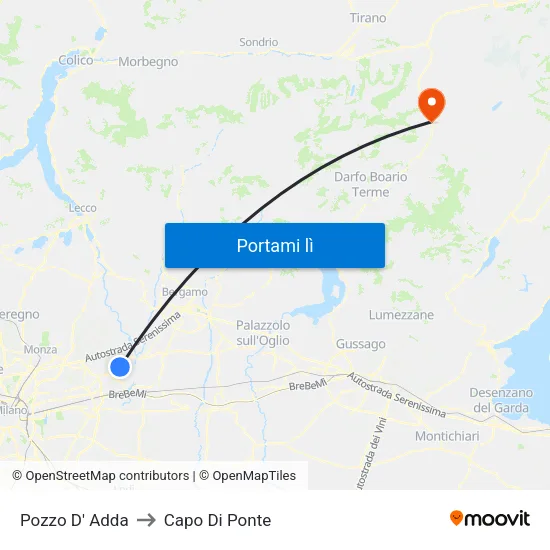 Pozzo D' Adda to Capo Di Ponte map