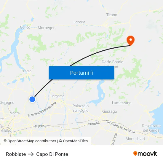 Robbiate to Capo Di Ponte map