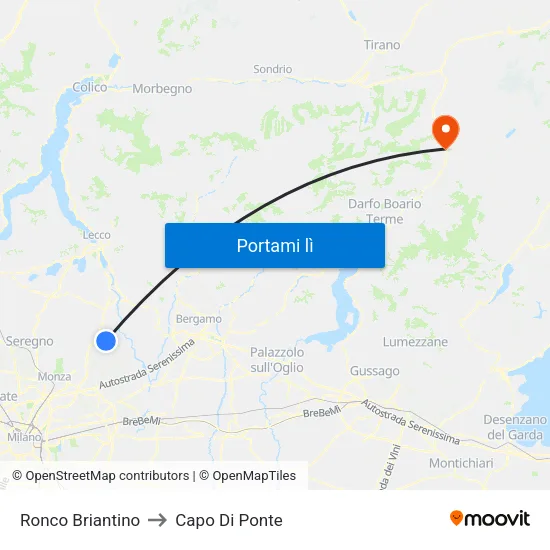 Ronco Briantino to Capo Di Ponte map