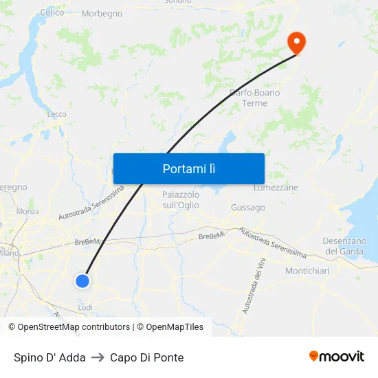 Spino D' Adda to Capo Di Ponte map
