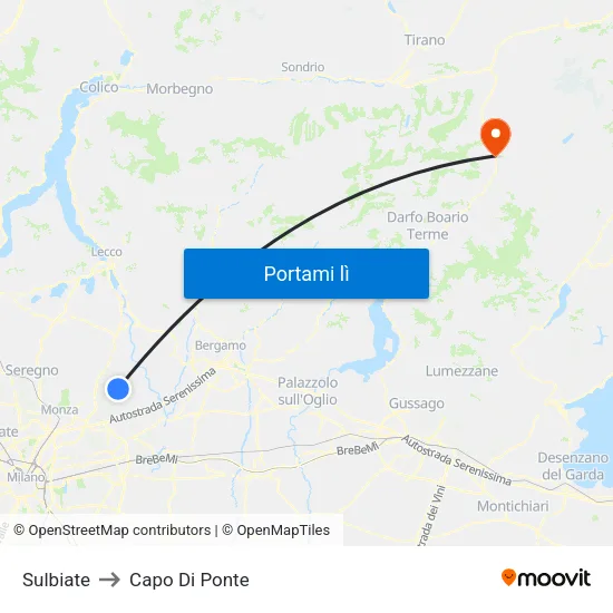 Sulbiate to Capo Di Ponte map