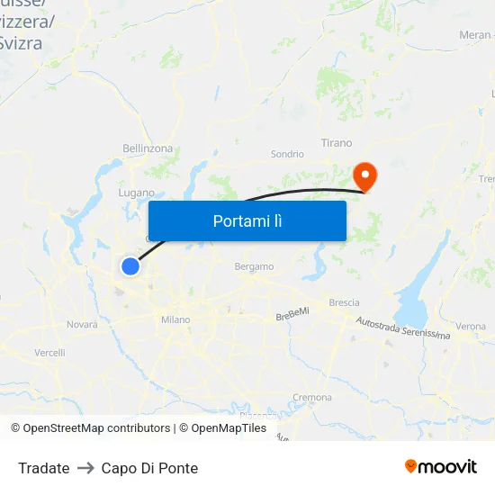 Tradate to Capo Di Ponte map