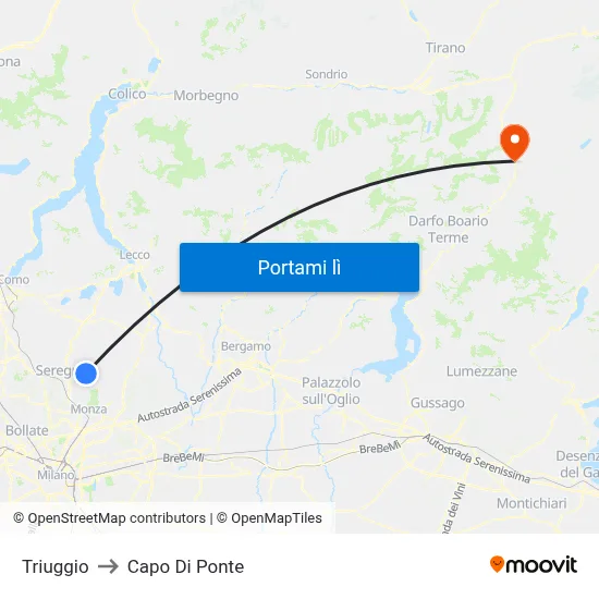Triuggio to Capo Di Ponte map
