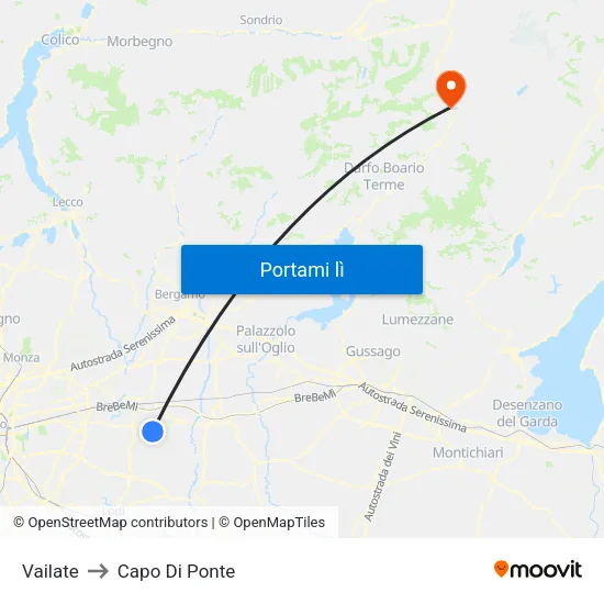 Vailate to Capo Di Ponte map