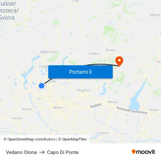 Vedano Olona to Capo Di Ponte map