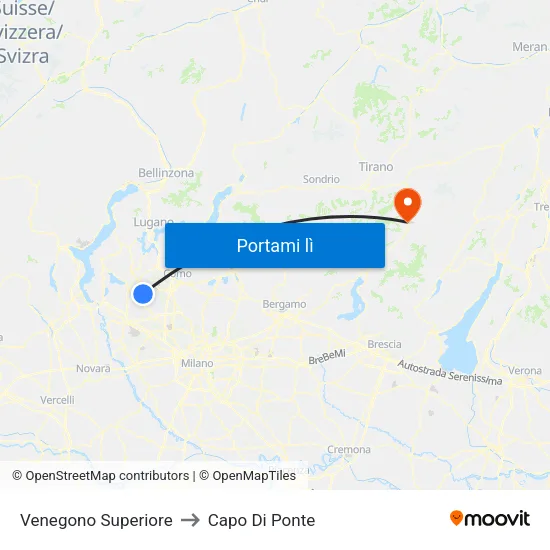 Venegono Superiore to Capo Di Ponte map