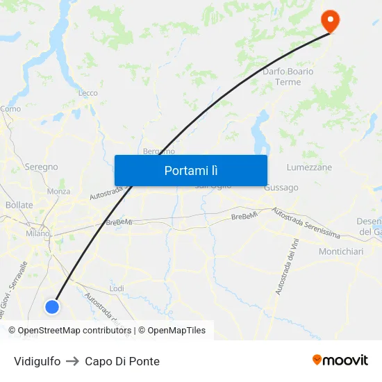 Vidigulfo to Capo Di Ponte map