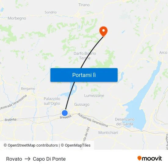 Rovato to Capo Di Ponte map