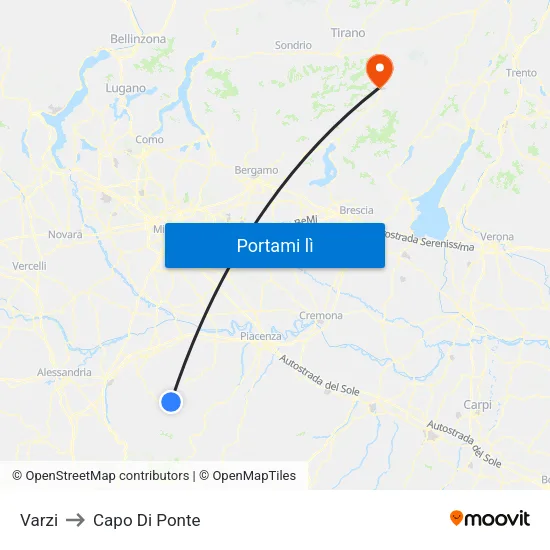 Varzi to Capo Di Ponte map