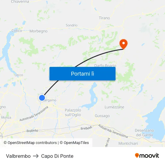 Valbrembo to Capo Di Ponte map