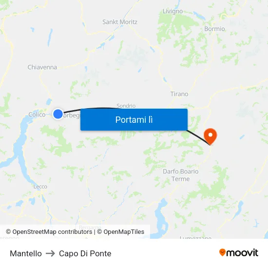 Mantello to Capo Di Ponte map