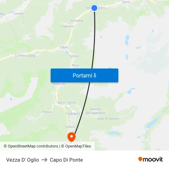 Vezza D' Oglio to Capo Di Ponte map