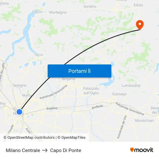 Milano Centrale to Capo Di Ponte map
