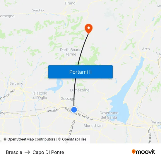 Brescia to Capo Di Ponte map