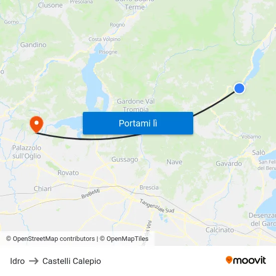 Idro to Castelli Calepio map
