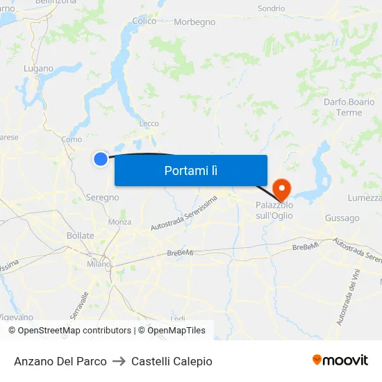 Anzano Del Parco to Castelli Calepio map