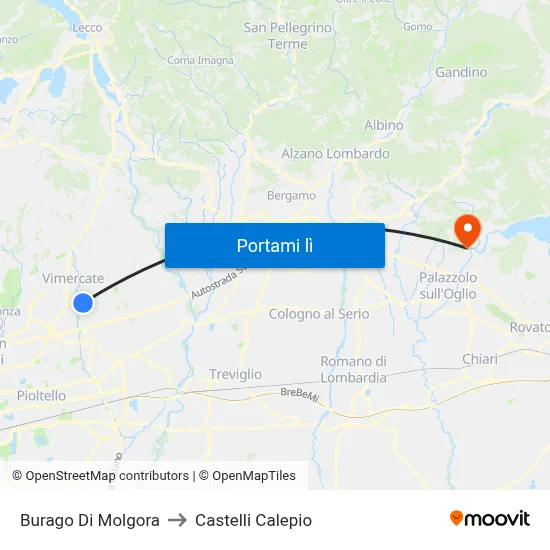 Burago Di Molgora to Castelli Calepio map