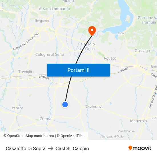 Casaletto Di Sopra to Castelli Calepio map