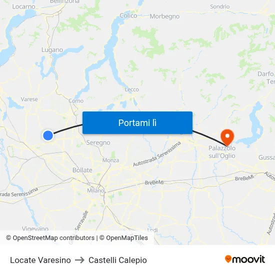 Locate Varesino to Castelli Calepio map