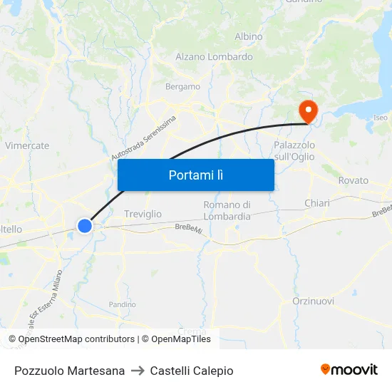 Pozzuolo Martesana to Castelli Calepio map