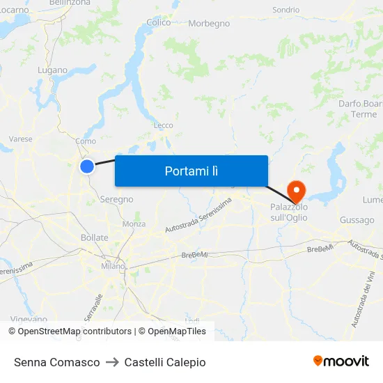 Senna Comasco to Castelli Calepio map