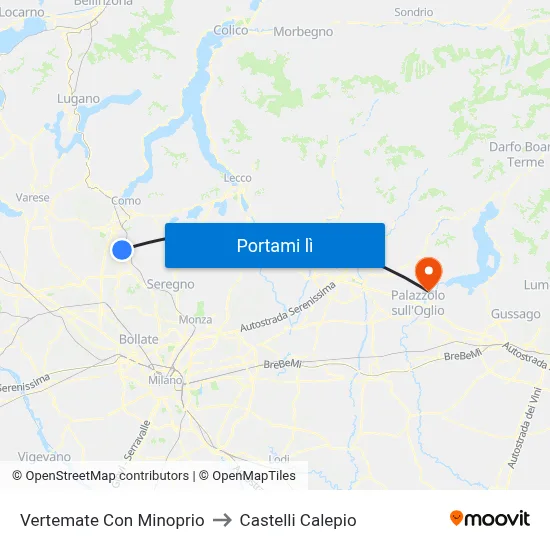 Vertemate Con Minoprio to Castelli Calepio map