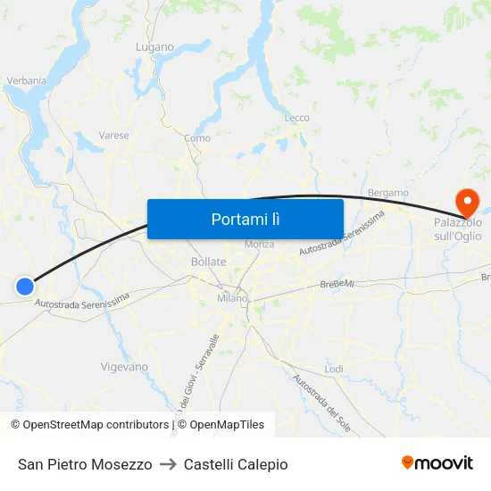 San Pietro Mosezzo to Castelli Calepio map