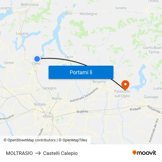 MOLTRASIO to Castelli Calepio map